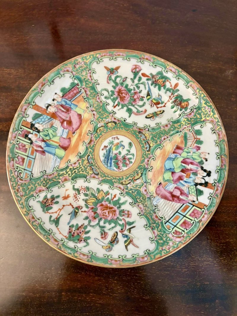 Antique Chinese Canton Rose Medallion Plate